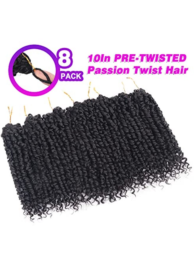 Bileaf Passion Twist Crochet Hair for Black Women Pretwisted Short Crochet Passion Twist Hair Pre Looped Passion Twists Crochet Braids Bohemian Crochet Hair10 Inch Off Black - Image 4