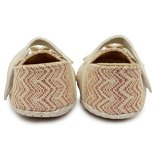 Neska Moda 6 to 12 Months Baby Girls Synthetic Leather Floral Hook & Loop Sandal Booties (Beige)-BT1897 - Image 3