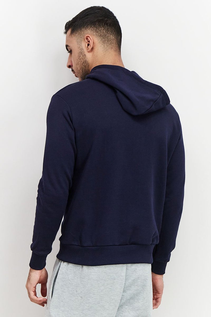 Baldinini Men Brand Logo Long Sleeves Hoodie, Navy Blue - Image 3