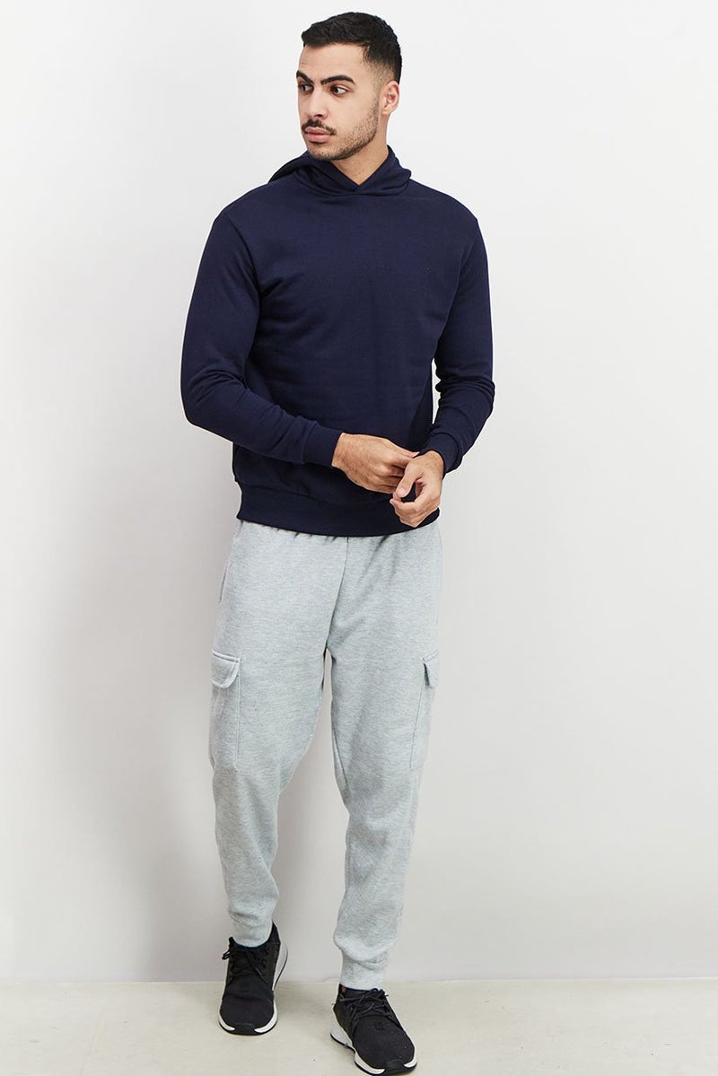 Baldinini Men Brand Logo Long Sleeves Hoodie, Navy Blue - Image 2