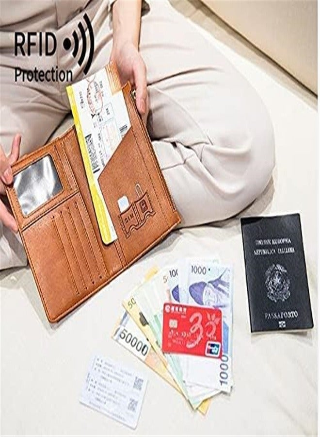 Goolsky Passport Holder Travel Wallet Multifunctional RFID PU Leather Passport Holder Case - Image 3
