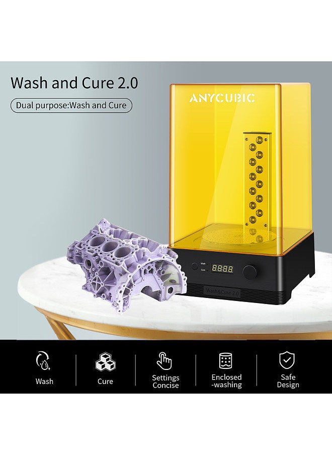 Anycubic - Wash & Cure 2.0 Upgraded 2 in 1 Wash and Cure Machine for Mars Photon Photons LCD SLA DLP 3D Printer Models UV Rotary Time Adjustment Curing Resin Box 225x235x365mm Washing Size - Image 1