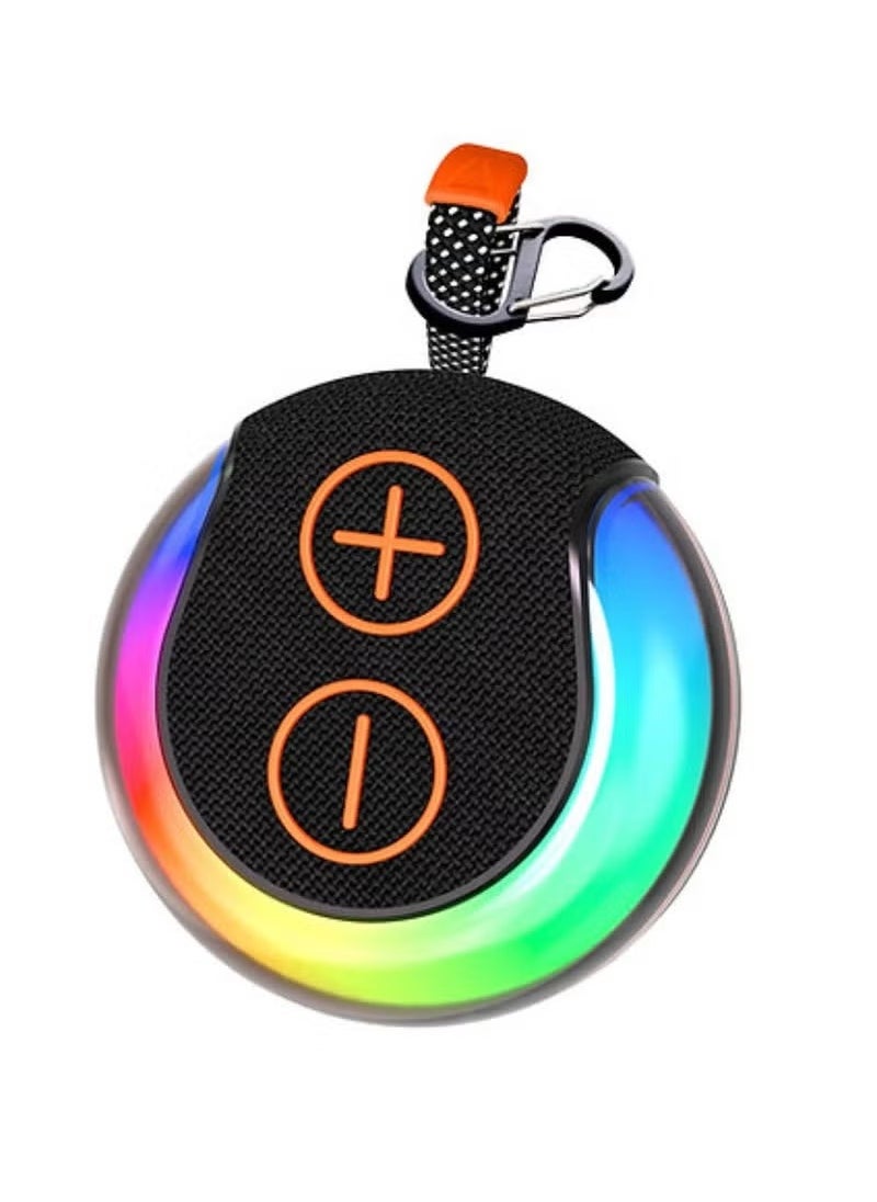 Haino Teko S40 Mini Portable Wireless Bluetooth Speaker in Black with Full-Body Light Show, TWS Pairing, Dynamic RGB Lights, AUX-In, Card Slot, USB-C Charging, Bluetooth, and FM Radio – Perfect for Indoor and Outdoor Parties  - Image 1