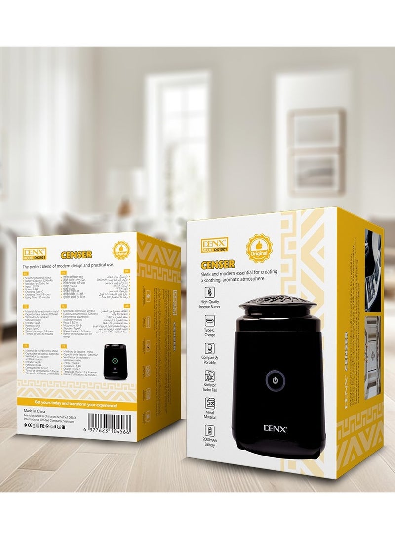 دينكس مبخرة كهربائية صغيرة محمولة عبر USB قابلة لإعادة الشحن باللون الأسود