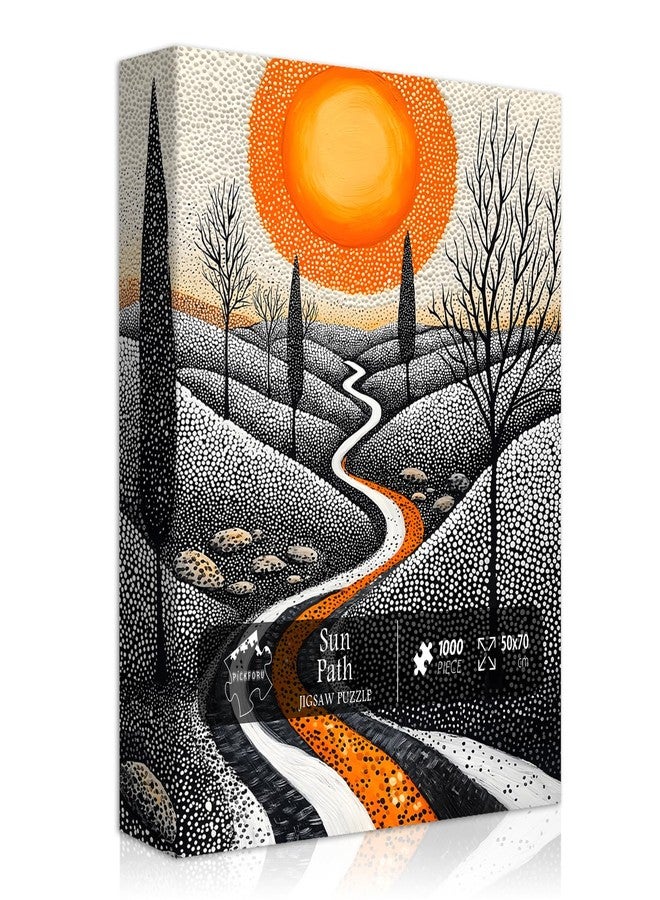 PICKFORU Impossible Puzzle for Adults 1000 Pieces, Modern Abstract Landscape Jigsaw Puzzle with Unique Dot, Black and White Difficult Hard Scenic Puzzle Challenge - Image 1