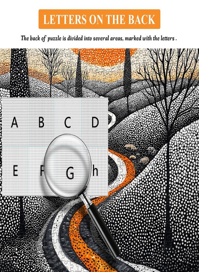 PICKFORU Impossible Puzzle for Adults 1000 Pieces, Modern Abstract Landscape Jigsaw Puzzle with Unique Dot, Black and White Difficult Hard Scenic Puzzle Challenge - Image 4