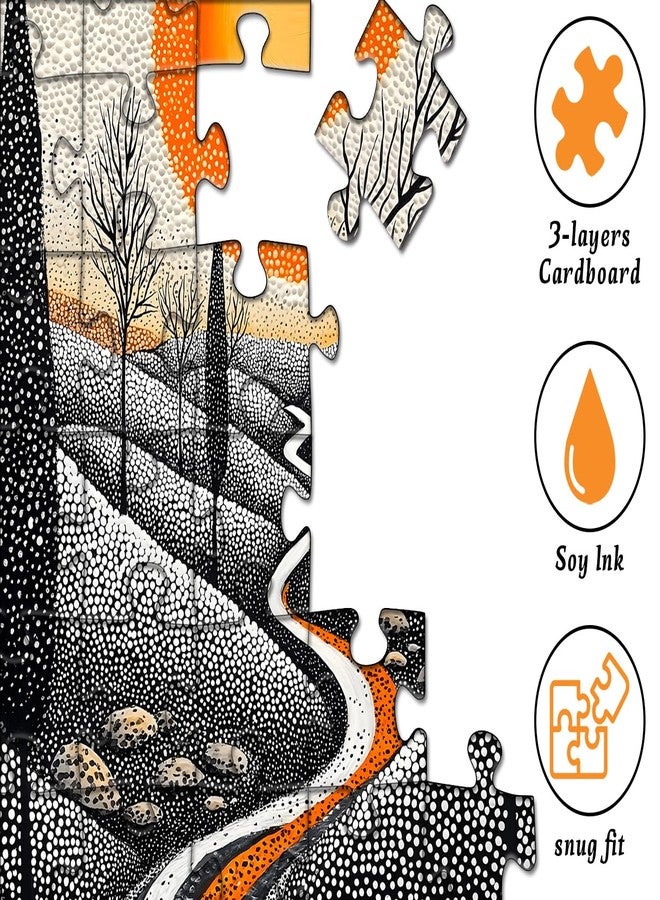 PICKFORU Impossible Puzzle for Adults 1000 Pieces, Modern Abstract Landscape Jigsaw Puzzle with Unique Dot, Black and White Difficult Hard Scenic Puzzle Challenge - Image 3