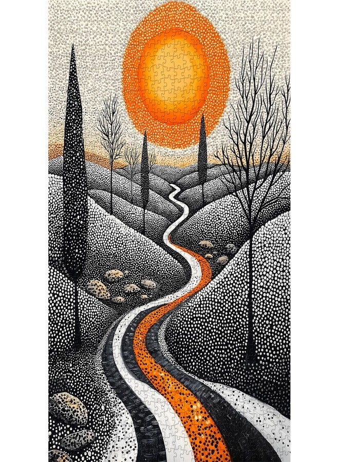 PICKFORU Impossible Puzzle for Adults 1000 Pieces, Modern Abstract Landscape Jigsaw Puzzle with Unique Dot, Black and White Difficult Hard Scenic Puzzle Challenge - Image 2