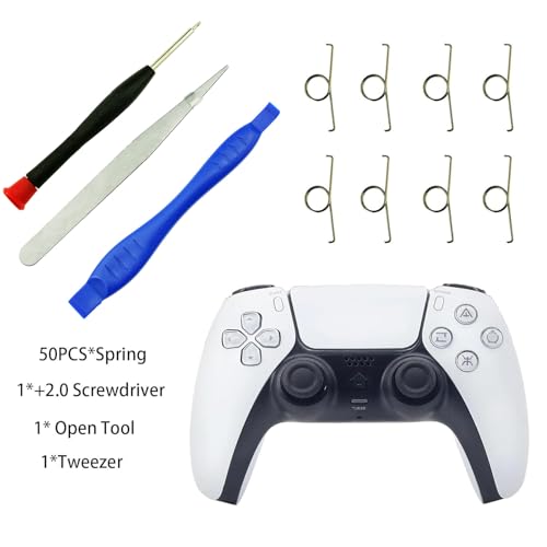 CTHTBZ 50Pcs Replacement L2 R2 Trigger Button Metal Springs Compatible with Playstation PS5 Controller Parts Repair Accessories With Screwdriver Tweezer Open tools - Image 3