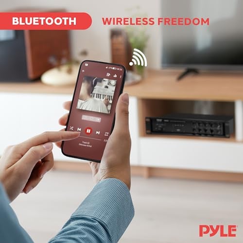 Pyle مضخم صوت بلوتوث بايل - 500 واط مضخم صوت ستيريو منزلي قابل للتثبيت على الرف، شاشة LED رقمية، USB/AUX/ميكروفون، بصري/محوري، AC-3، مخرجات 70V/100V - PMX3500PH - Image 4