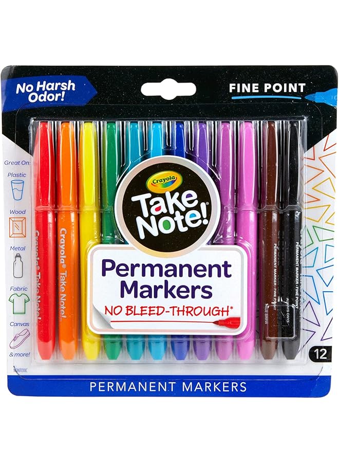 كرايولا مجموعة أقلام تحديد دائمة ذات أساس مائي مكونة من 12 قطعة - Image 1