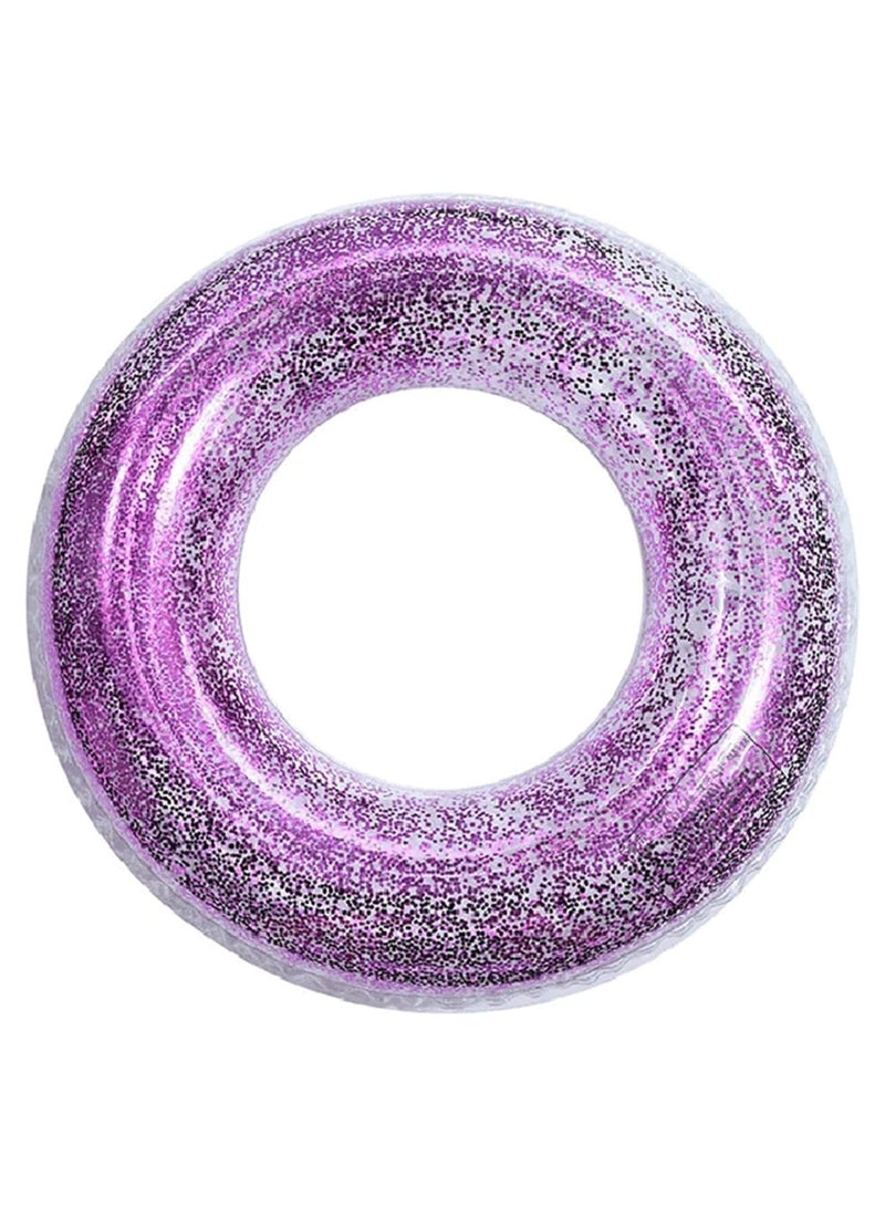 Purple Glitter - A touch of fun and style in the water Enjoy your swim time with this transparent float decorated with attractive purple glitter. Made of high-quality materials, it's suitable for use in the pool or the sea. The practical and safe circular design ensures relaxation and fun in the water. Perfect for all ages, parties, and summer trips!
