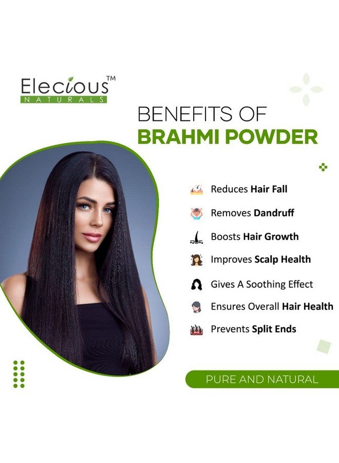Elecious 100% Brahmi Powder For Hair Growth (200 Grams) And Eating | 100% Natural, No Preservative | Helps In Reducing Hairfall, Boost Hair Growth - Image 3