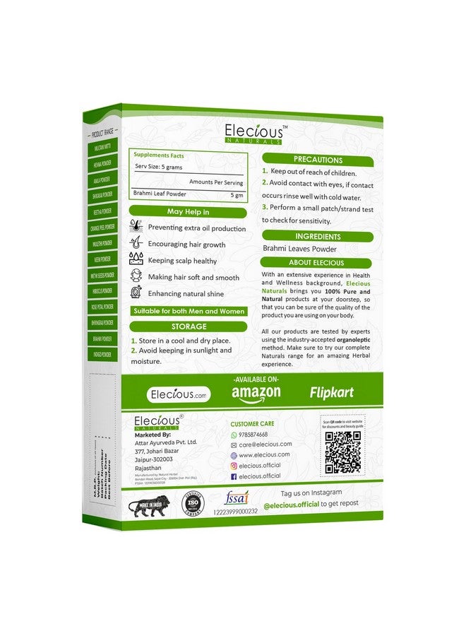 Elecious 100% Brahmi Powder For Hair Growth (200 Grams) And Eating | 100% Natural, No Preservative | Helps In Reducing Hairfall, Boost Hair Growth - Image 2