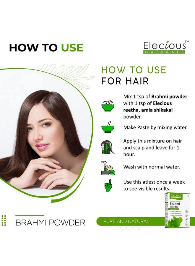 Elecious 100% Brahmi Powder For Hair Growth (200 Grams) And Eating | 100% Natural, No Preservative | Helps In Reducing Hairfall, Boost Hair Growth - Image 5