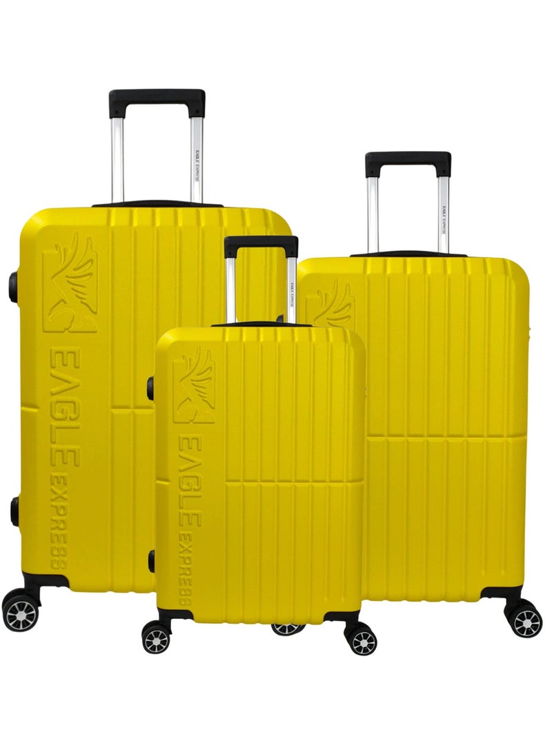 Eagle Express Aura 3-Piece Luggage Set (20/24/28 Inch) - Yellow - High Impact - Free Protective Cover - 1-Year Warranty - Image 1