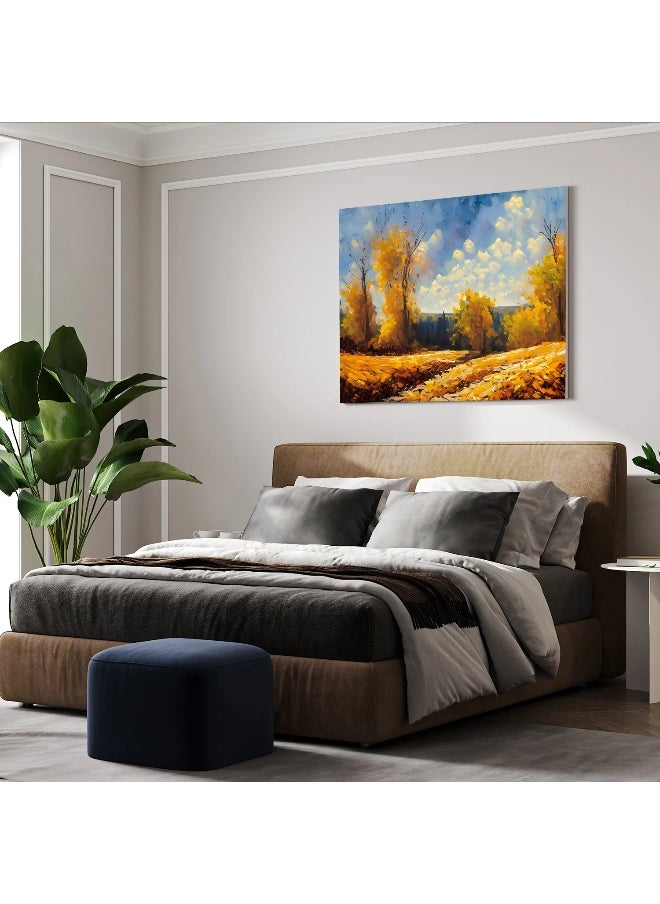 Walliv Golden Gleam Wall Art Canvas Painting For Home Decor 87x50 cm.  - Image 1