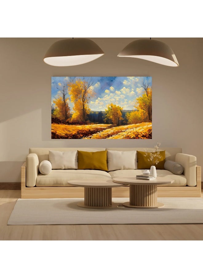 Walliv Golden Gleam Wall Art Canvas Painting For Home Decor 87x50 cm.  - Image 2