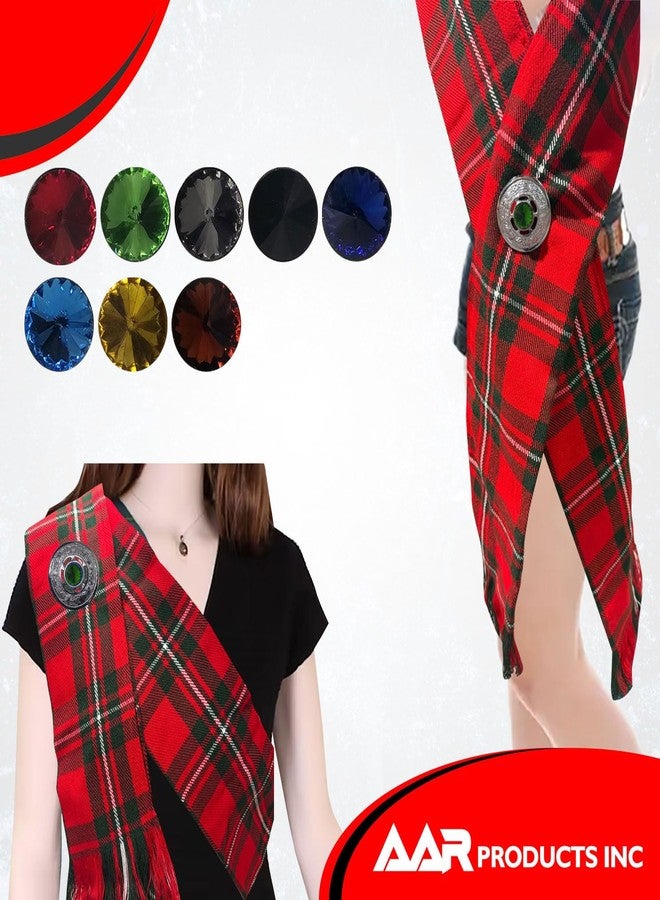 AAR Scottish Ladies Kilt Fly Plaid Brooch with Stone 2"/Highland Shawl Brooches (Light Green) - Image 2