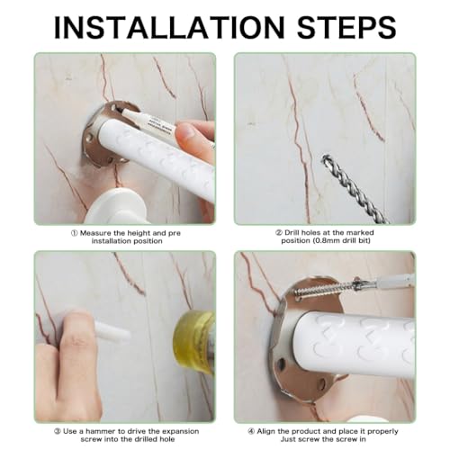 HANNEA® Grab Bar for Bathroom Wall Mounted Bathroom Handle for Senior Citizen Stainless Steel Toilet Safety Handle with Glow-in-The-Dark Guiding Line Bathroom Fittings for Elderly, Pregnant Women - Image 5