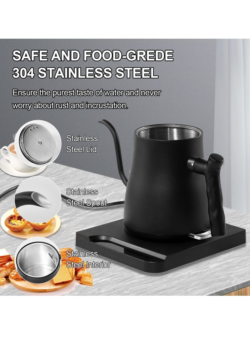 ايتي لايف غلاية كهربائية على شكل عنق الإوزة سعة 0.8 لتر، غلاية مياه ساخنة فائقة السرعة، من الفولاذ المقاوم للصدأ لصب القهوة والشاي، تسخين سريع بقوة 1000 وات، أسود غير لامع - Image 3