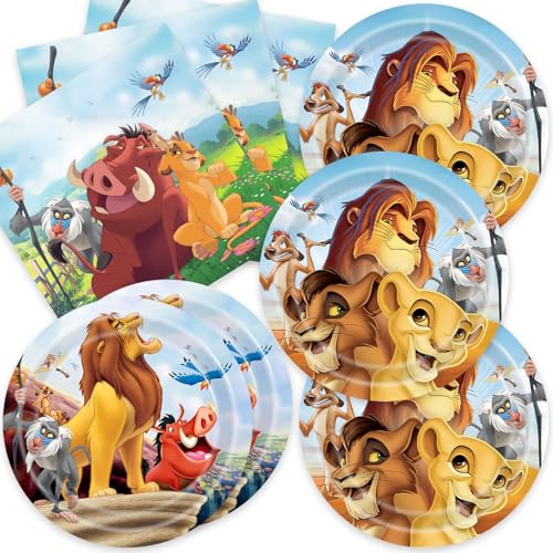 MUSNOW 40Pack LionKings Birthday Party Supplies include 20 plates 20 napkins for the LionKings Party Decoration plates - Image 1