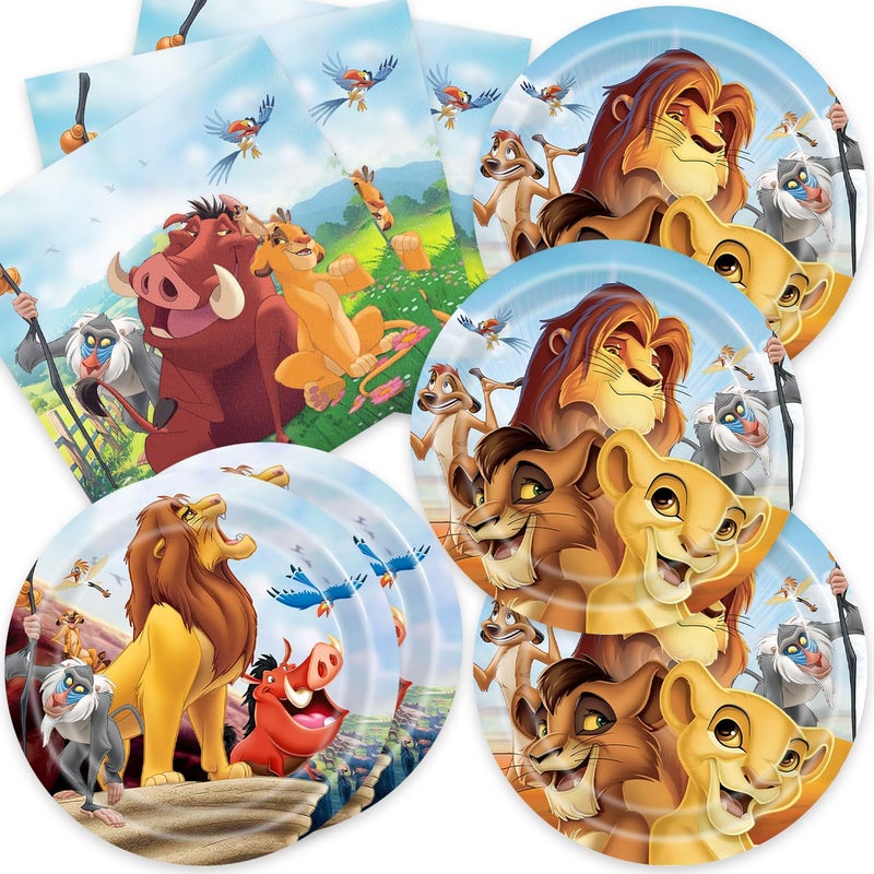 MUSNOW 40Pack LionKings Birthday Party Supplies include 20 plates 20 napkins for the LionKings Party Decoration plates - Image 2