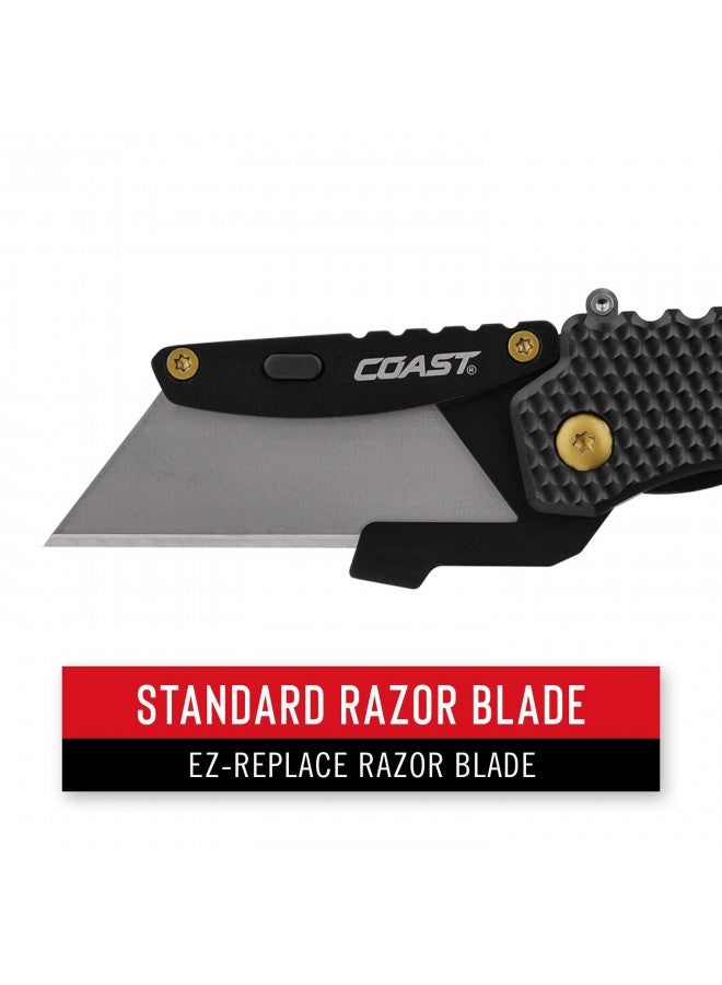 Coast DX126 1.2 In. Stainless Steel Razor Blade Pocket Knife with DOUBLE LOCK and Nylon Handle - Image 2