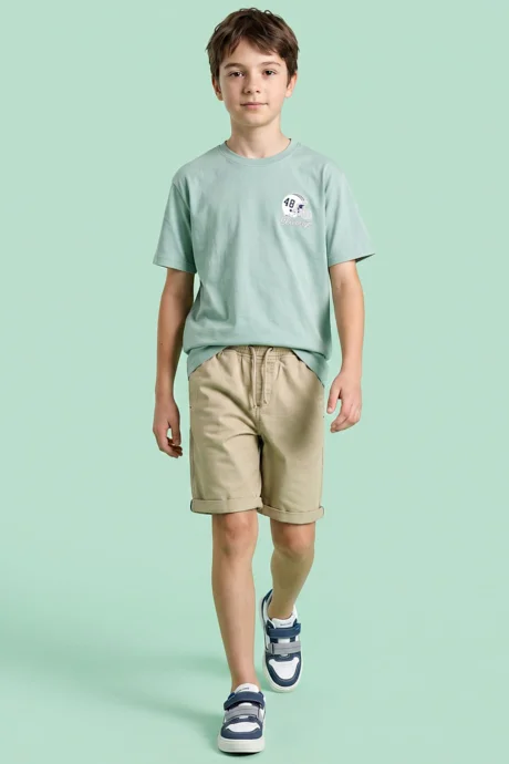 R&b Print Detail T-Shirt with Crew Neck and Short Sleeves