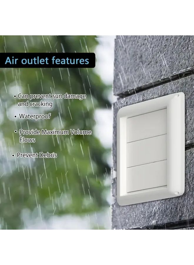 White 4 Inch Square Louvered Vent Cover With Insect Screen For Home Floor Ventilation - Image 5