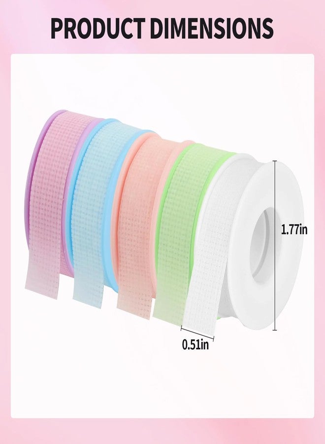 Creztail Lash Tape for Eyelash Extensions – 5 Rolls Silicone Gel Eyelash Tape, Adhesive Microporous Lash Extension Tape for Lift/Make Up, Easy Tear Breathable Lash Tape for Clusters (0.5in x 3.9yd, Colorful) - Image 2