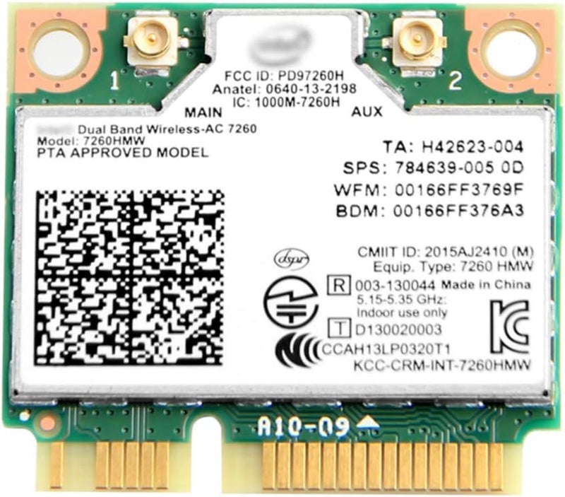 REKONG بطاقة واي فاي Mini PCIe Wireless-AC 7260 مع بلوتوث 4.0 لجهاز الكمبيوتر - محول شبكة مزدوج النطاق 867Mbps 5GHz/300Mbps 2.4GHz، متوافق مع ويندوز 10/8/7 - Image 1
