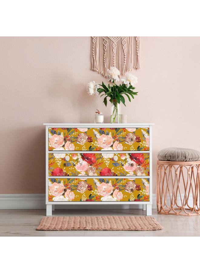 Bluejw Watercolor Flower Rose Retro Self-adhesive Wallpaper Foreign Trade Hot-selling Wallpaper Removable Dormitory Transformation Mural - Image 5