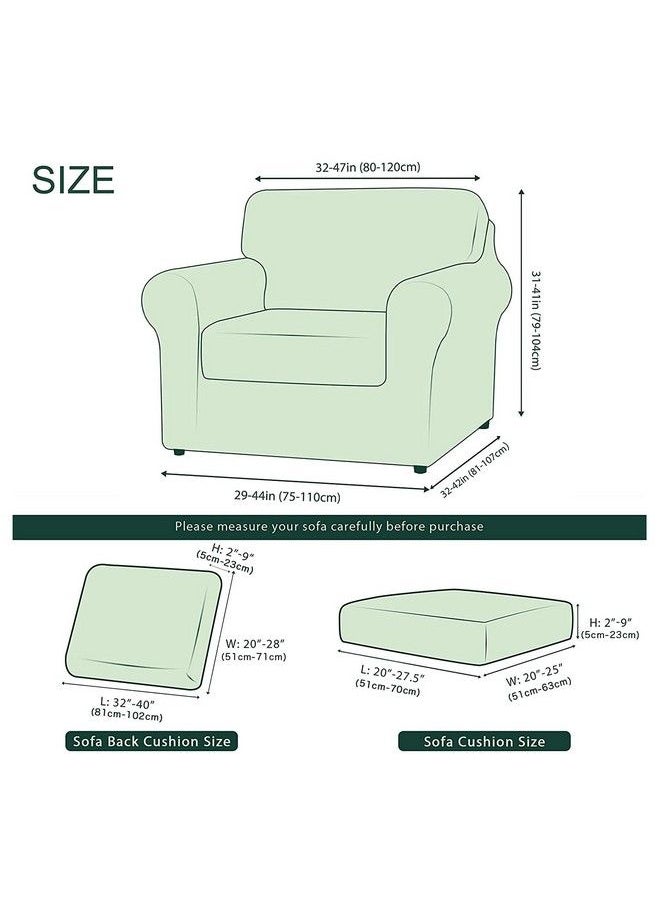CHUN YI - 3 Piece Armchair Sofa Cover 1 Seater Stretch Couch Slipcover With One Separate Backrest And Cushion With Elastic Band Houndstooth Fabric(Smoky Blue) - Image 1