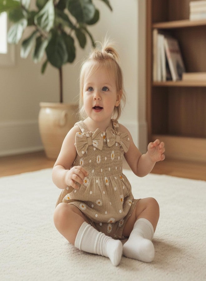Brvxia Toddler Baby Girl Clothes Summer Outfits Daisy Print Sleeveless Shirt Tops Cute Shorts Set 12 18 24 Months 2T 3T (Khaki, 2-3T) - Image 3