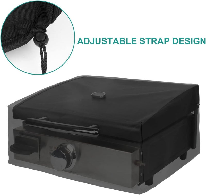 EasiBBQ 5010 Hard Cover Hood with Temperature Gauge for Blackstone 17 inch Table Top Griddle, and Heavy Duty Grill Cover & Bag for Blackstone 17" Table Top Griddles, Black - Image 2