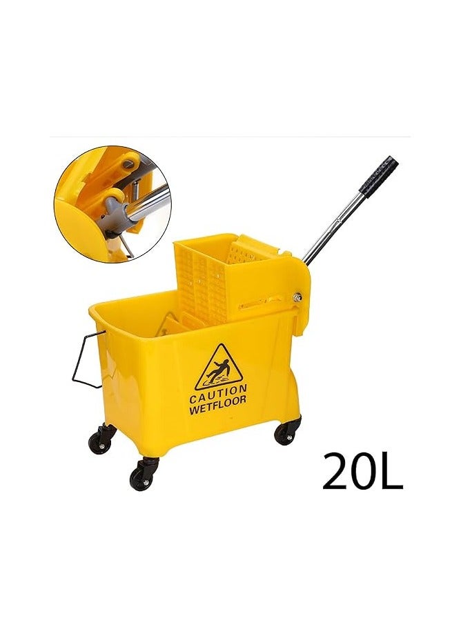 Master Gold Bucket with Built-in Squeezer for Floor Cleaning 20L with Wheels | Cleaning Cart with Side Squeezer Portable Plastic Household and Commercial Use | - Image 3