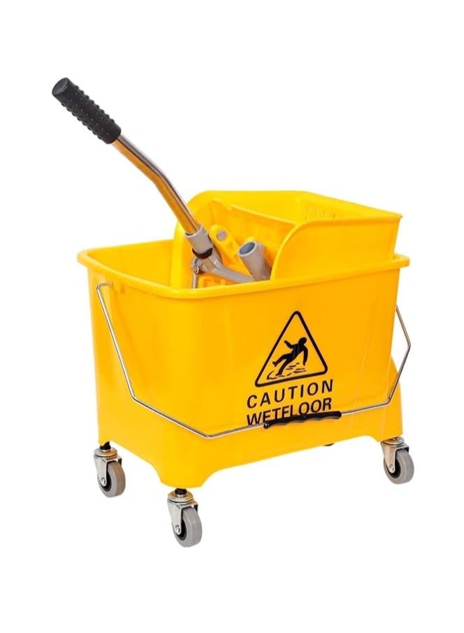 Master Gold Bucket with Built-in Squeezer for Floor Cleaning 20L with Wheels | Cleaning Cart with Side Squeezer Portable Plastic Household and Commercial Use | - Image 1
