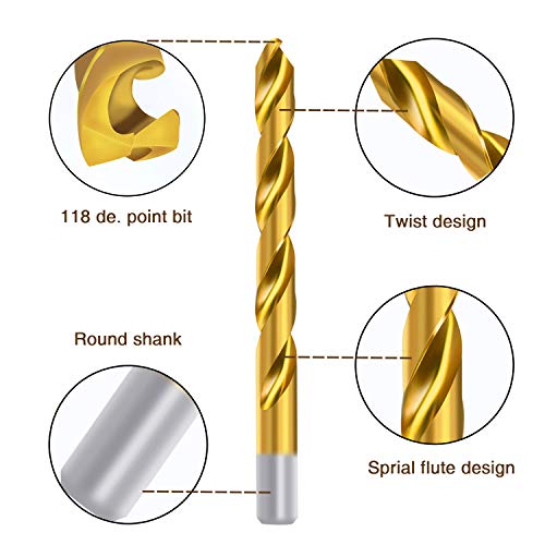 ENERTWIST Titanium Drill Bit Kit Set for Metal and Wood 230-Piece - Coated HSS Conventional 118 Deg Tip from 3/64inch up to 1/2 Inch, ET-DBA-230A - Image 4