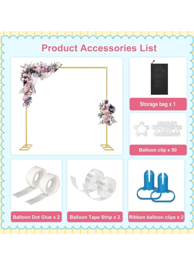 GGEROU Wedding Arch Backdrop Stand, 6.5ft Wedding Arch rectangle backdrop stand for parties, Gold Metal Arch Backdrop Stand - Image 3