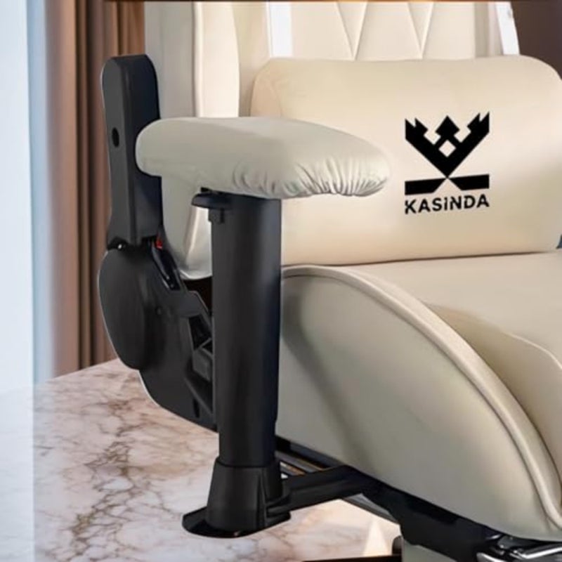 Gaming and office chair for professional and home use, premium velvet fabric in beige, supports up to 180kg with ergonomic comfort and modern style - Image 3