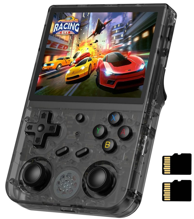 Voacle RG353VS Retro Handheld Game Console with Linux System RK3566 Chips 3.5 Inch IPS Screen with 64G TF Card 4452 Games Support 5G WiFi 4.2 Bluetooth(RG353VS-Transparent Black) - Image 1