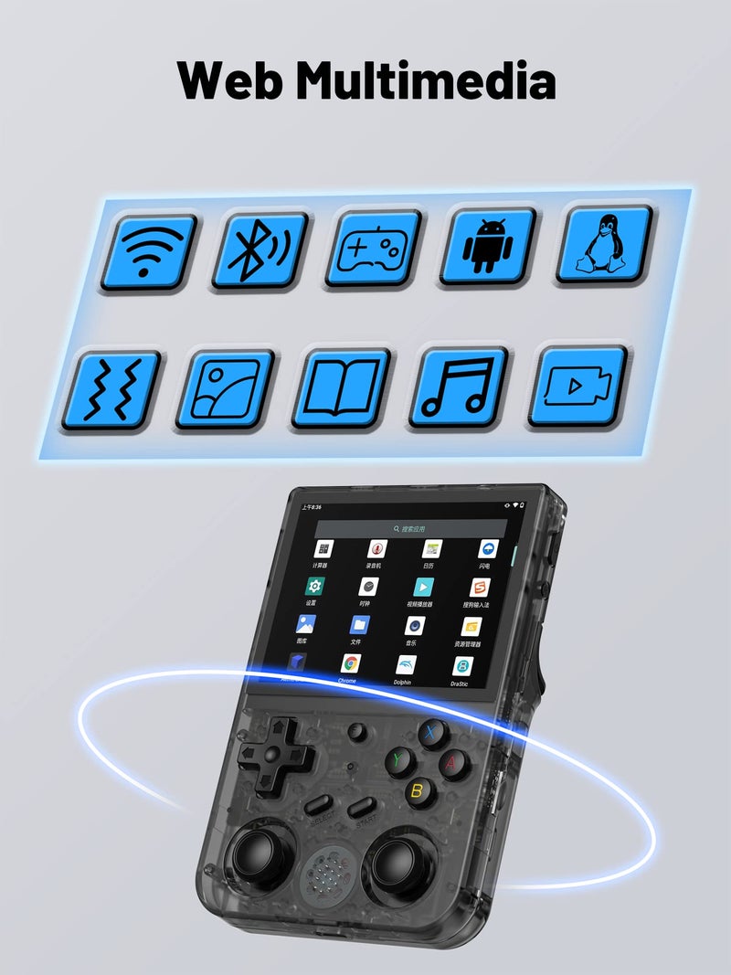 Voacle RG353VS Retro Handheld Game Console with Linux System RK3566 Chips 3.5 Inch IPS Screen with 64G TF Card 4452 Games Support 5G WiFi 4.2 Bluetooth(RG353VS-Transparent Black) - Image 4