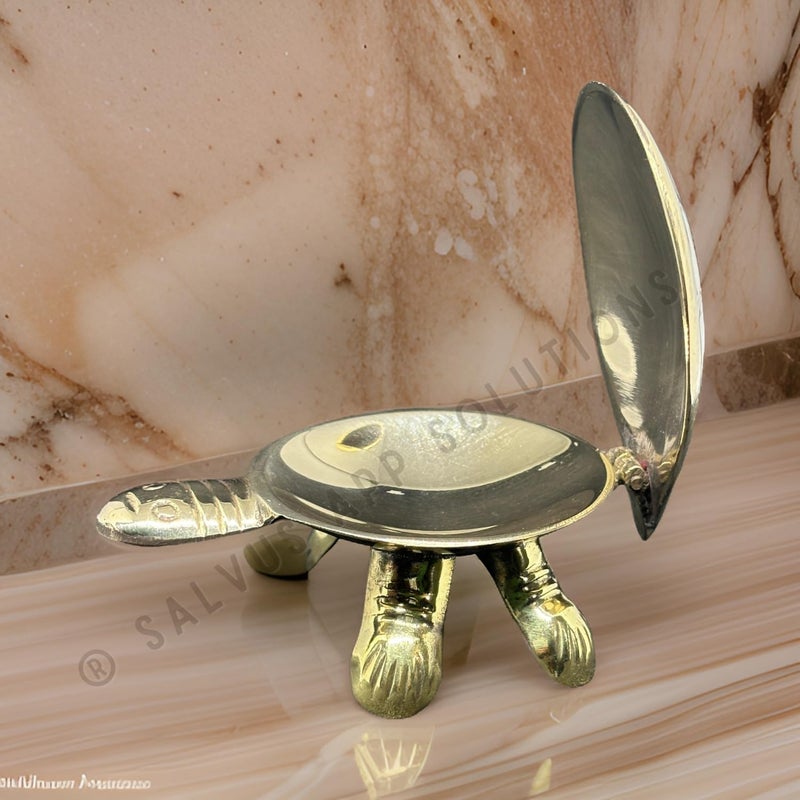 Salvus APP SOLUTIONS Brass Artistic Elegance Marble Design Print Brass Turtle Sculpture for Home Decor Golden_35 Inch - Image 5