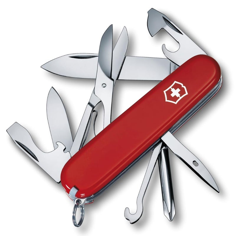 Victorinox Super Tinker Swiss Army Knife, 14 Function Swiss Made Pocket Knife with Large Blade, 2 Screwdrivers and Multipurpose Hook - Red - Image 1