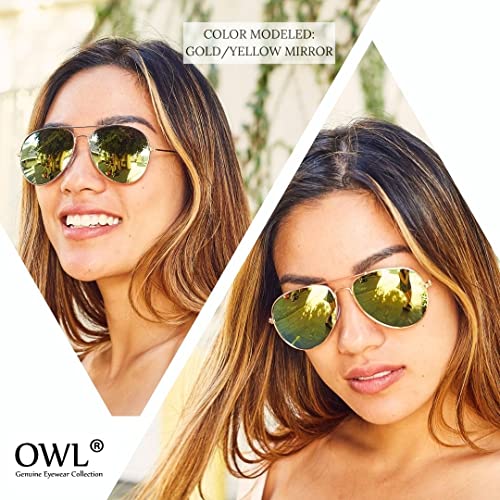 OWL Wholesale 12 Pack Aviator Gold Frame Sunglasses Full Color Mirror Lens Blue, Blue-Green, Red, Yellow UV400 - Image 4