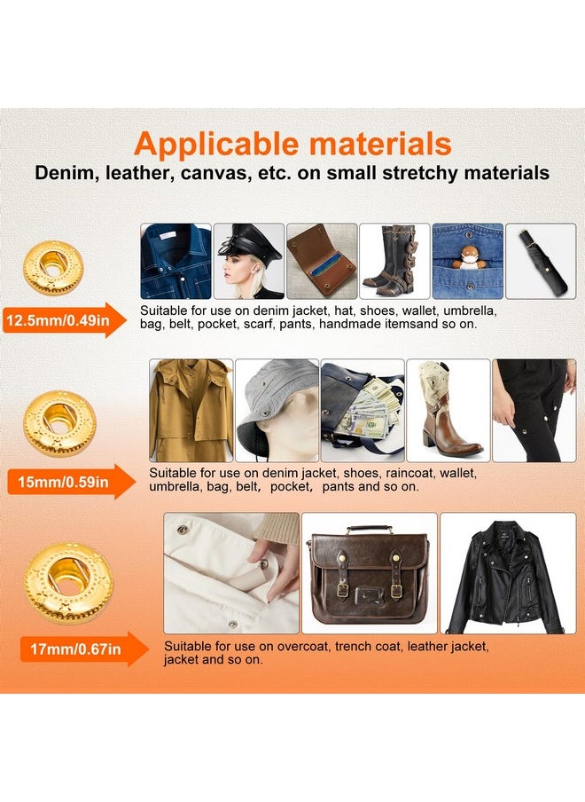 Alritz - 120 Set Leather Snap Fasteners Kit 12.5Mm Metal Button Snaps Press Studs With 4 Setter Tools 6 Color Leather Snaps For Clothes Jackets Jeans Wears Bracelets Bags - Image 1