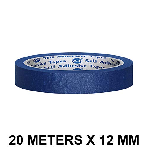 VCR Blue Masking Tape - 20 Meters in Length 12mm / 0.5" Width - 1 Roll Per Pack - Easy Tear Tape, Best for Carpenter, Labelling, Painting and leaves no residue after a peel. - Image 2
