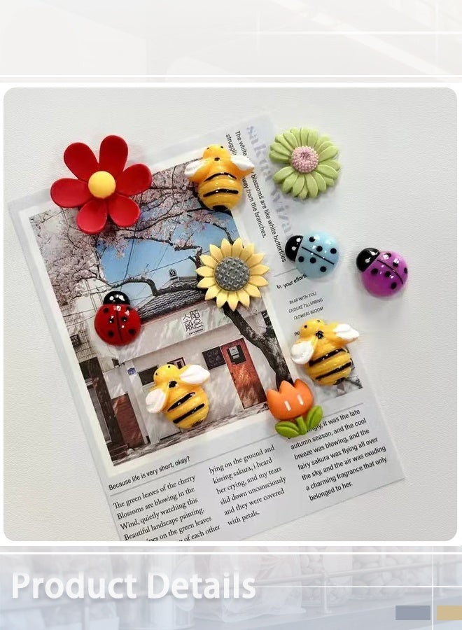 Maya 10pcs Cartoon Flower Refrigerator Magnets - Adorable Decorative Fridge Magnets with Strong Adhesive - Perfect for Kitchen, Office, Whiteboard, Locker, Cabinet, Dishwasher, and Home Decoration, Great Mother's Day Gift Idea - Image 4