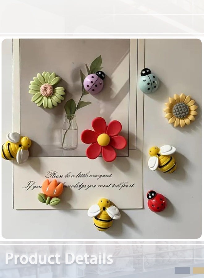 Maya 10pcs Cartoon Flower Refrigerator Magnets - Adorable Decorative Fridge Magnets with Strong Adhesive - Perfect for Kitchen, Office, Whiteboard, Locker, Cabinet, Dishwasher, and Home Decoration, Great Mother's Day Gift Idea - Image 2